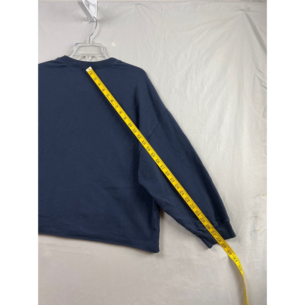 Dylan Sweatshirt Womens Medium Navy Blue Boxy Raw Hem Cotton Blend Loungewear - Picture 7 of 9